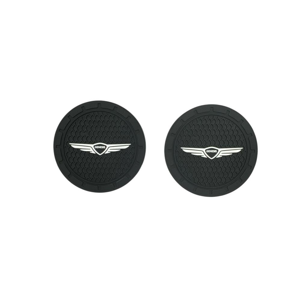 Genesis Car Cup Holder Coasters Silicone Non Slip 2.75" White Logo